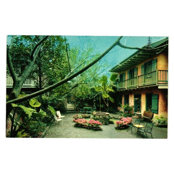 Patio Maison De Ville Hotel Postcard 727 Toulouse Street New Orleans Vintage - Picture 1 of 2